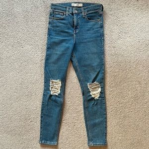 Topshop Jamie Moto Jeans Medium Wash 26W 30L